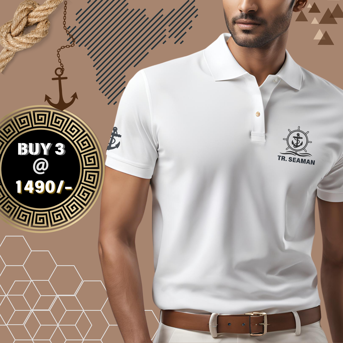 Trainee Seaman / Tr. Ordinary Seaman Navy Polo neck Anchor T-shirt
