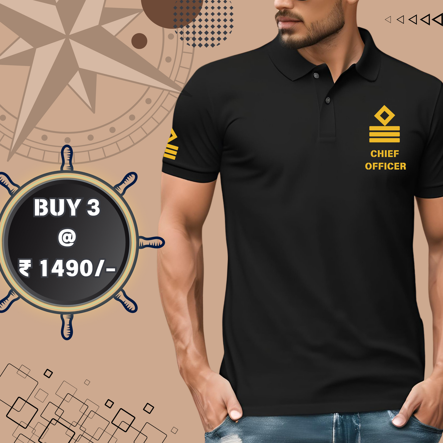 First Mate / Chief officer Merchant Navy Polo neck Rank T-shirt