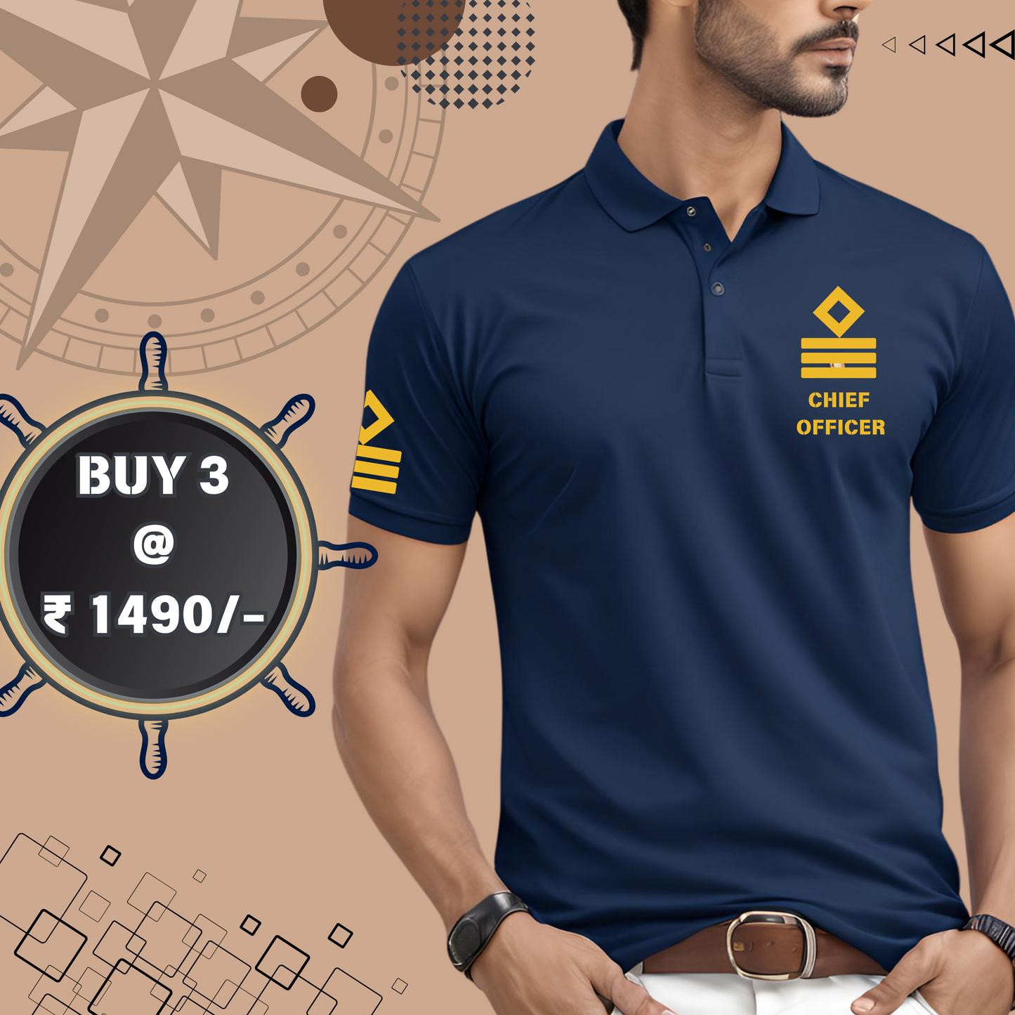 First Mate / Chief officer Merchant Navy Polo neck Rank T-shirt