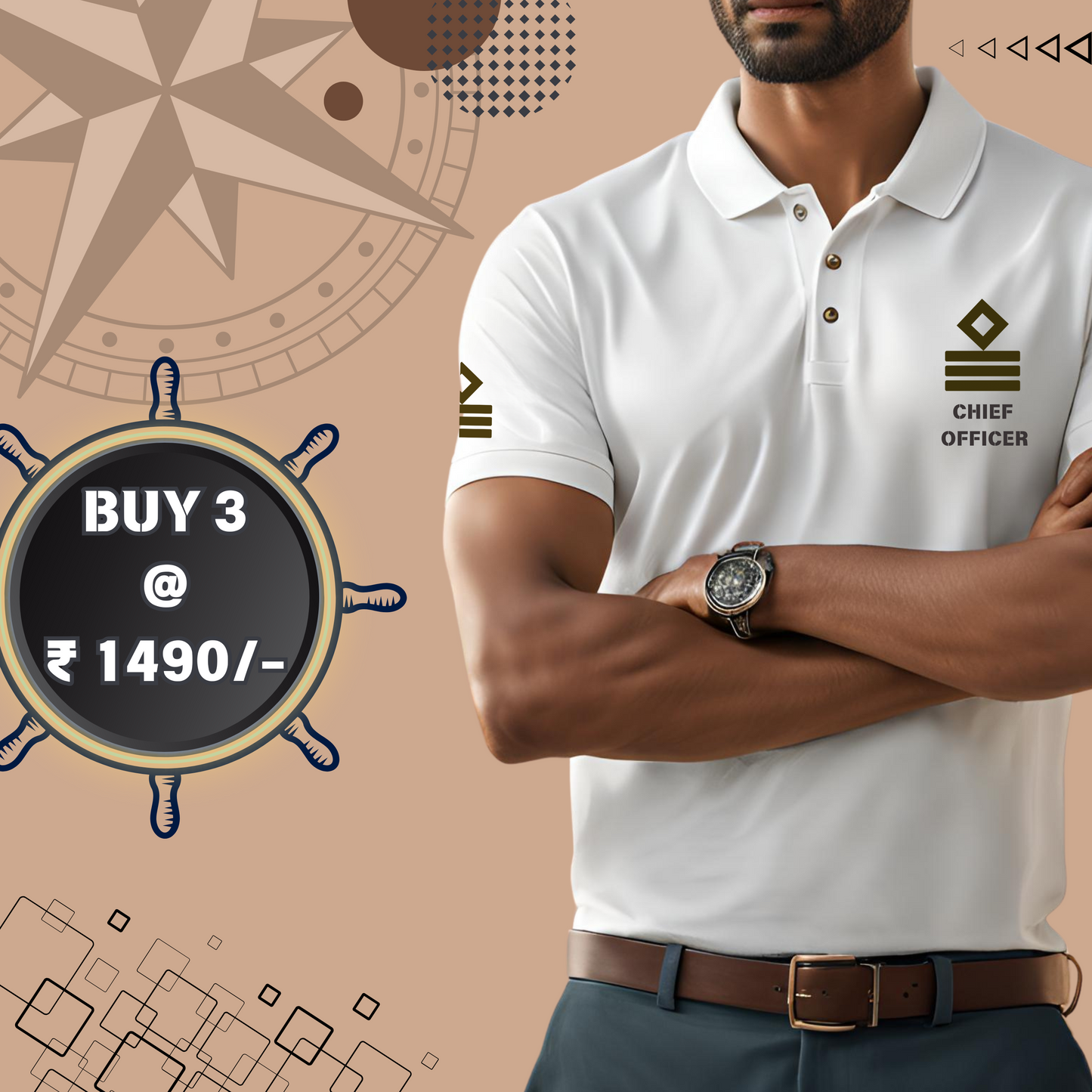 First Mate / Chief officer Merchant Navy Polo neck Rank T-shirt