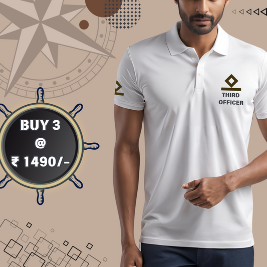 3rd Mate /  Third officer Merchant Navy Polo neck Rank T-shirt