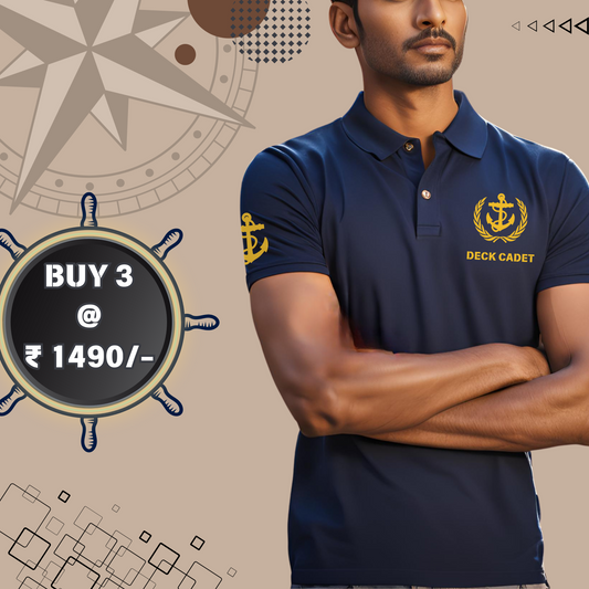 Deck Cadet Merchant Navy Polo neck Anchor T-shirt