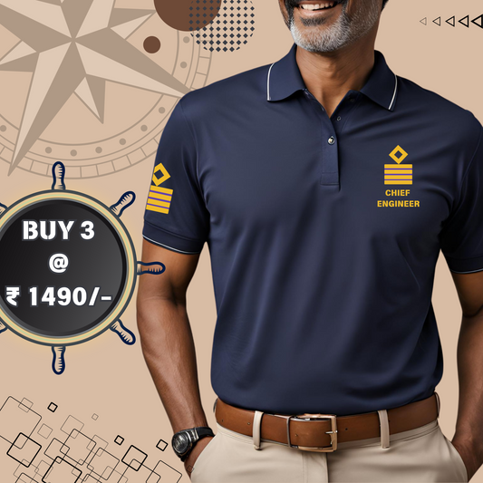 Chief Engineer Merchant Navy Polo neck Rank T-shirt