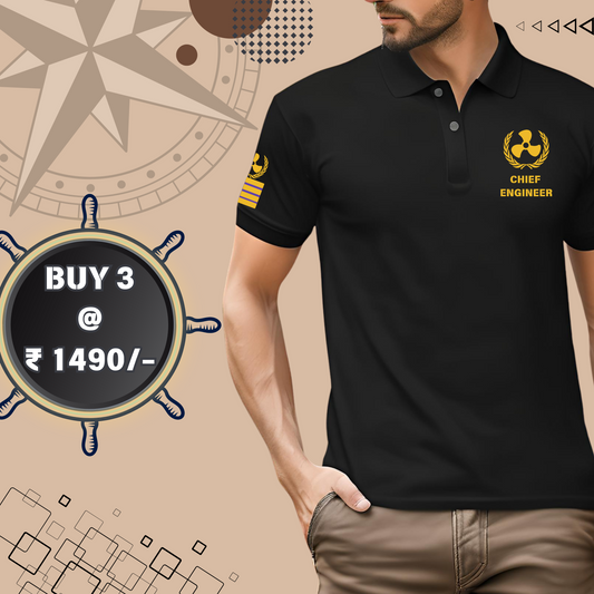 Chief Engineer Merchant Navy Polo neck Propeller T-shirt