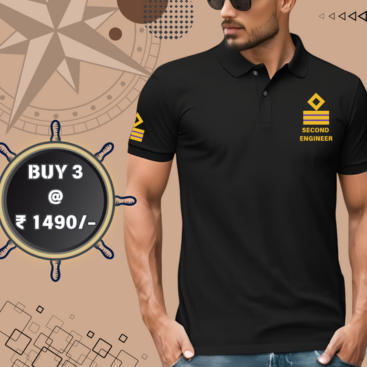 2nd Engineer Merchant Navy Polo neck Rank T-shirt