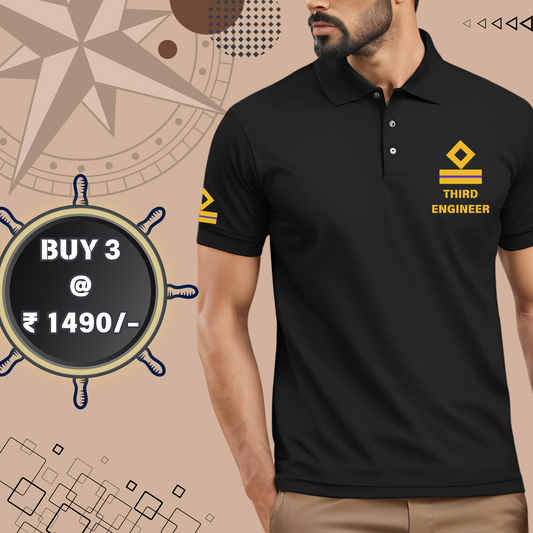 3rd Engineer Merchant Navy Polo neck Rank T-shirt