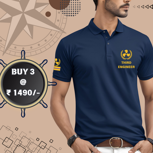 3rd Engineer Merchant Navy Polo neck Propeller T-shirt