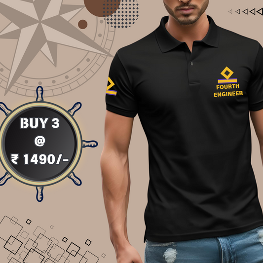 4th Engineer Merchant Navy Polo neck Rank T-shirt