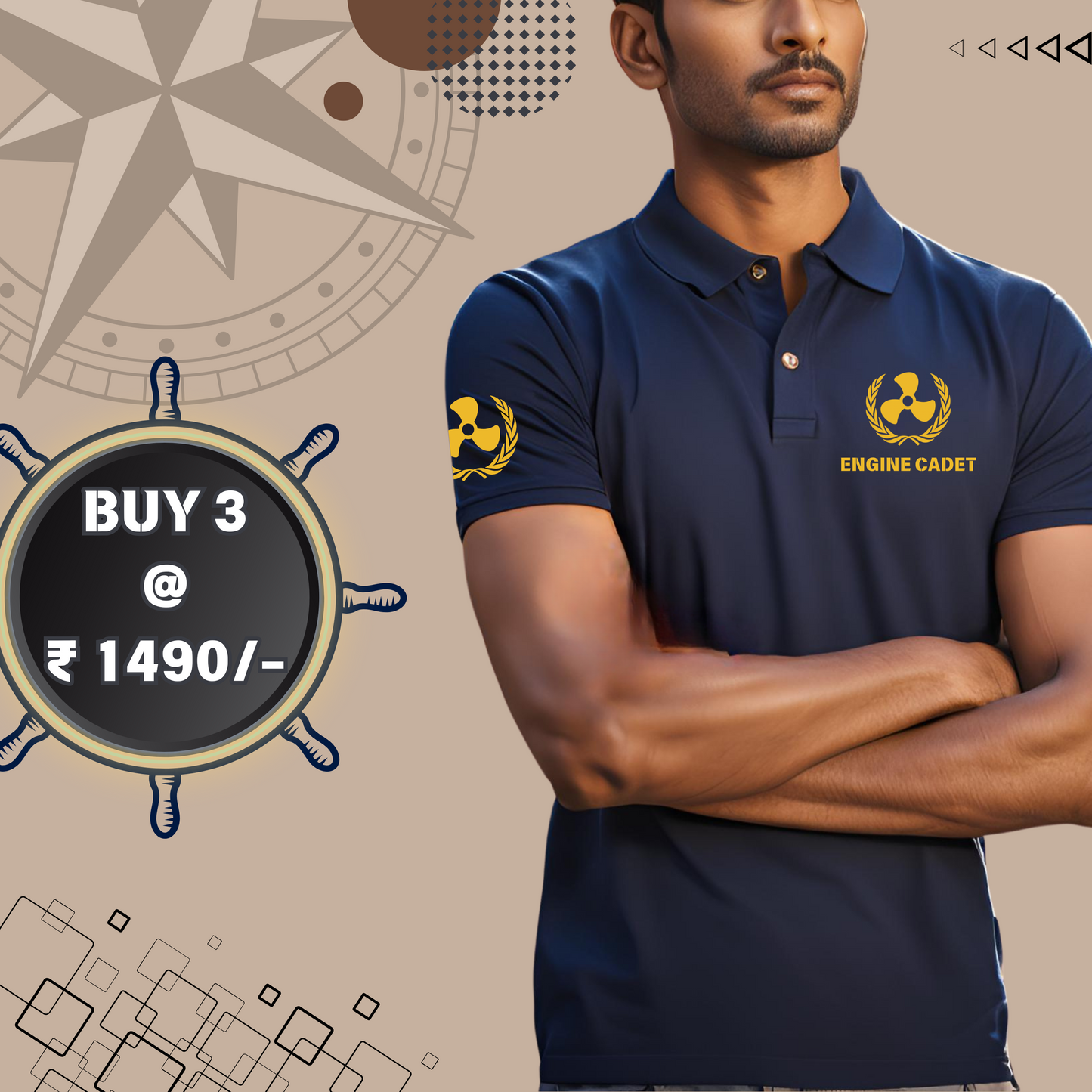Engine Cadet / TME Merchant Navy Polo neck Propeller T-shirt