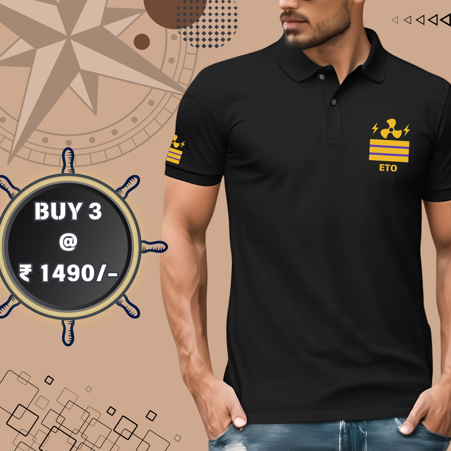 Electro Technical Officer / ETO Merchant Navy Polo neck Rank T-shirt