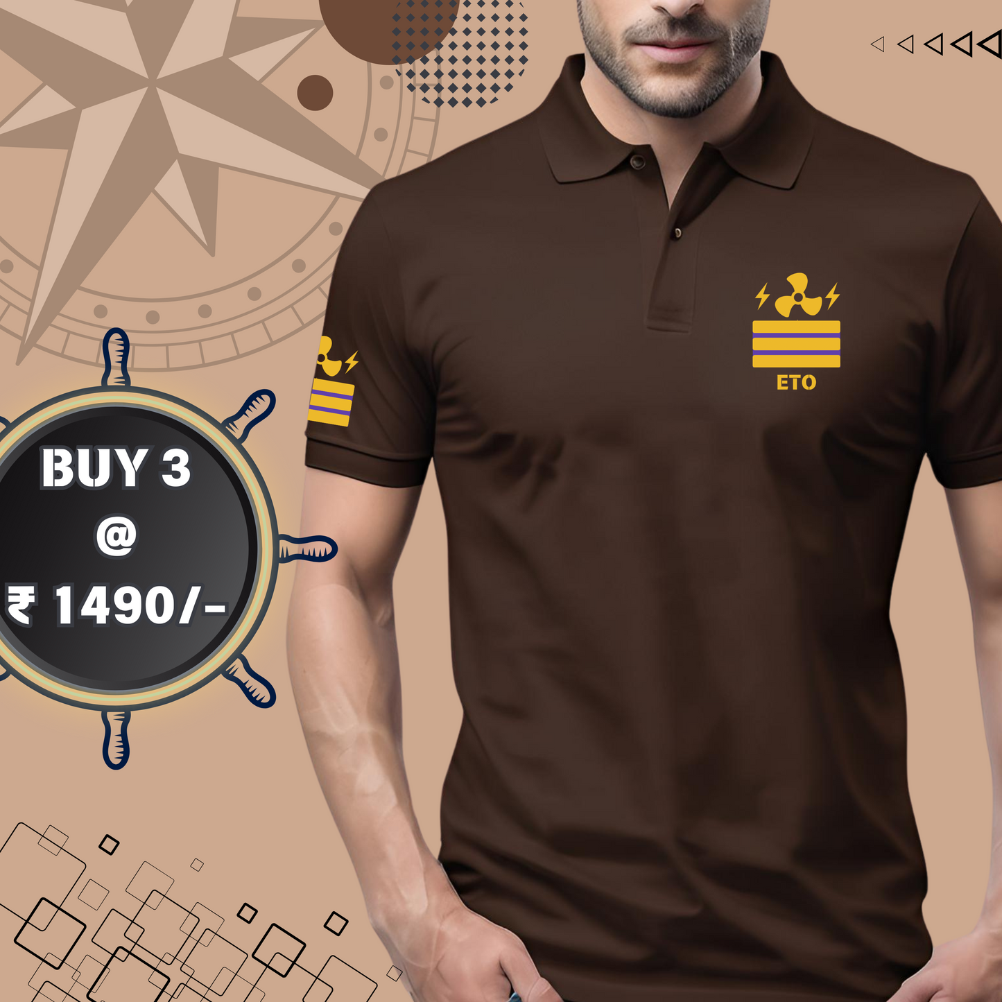 Electro Technical Officer / ETO Merchant Navy Polo neck Rank T-shirt