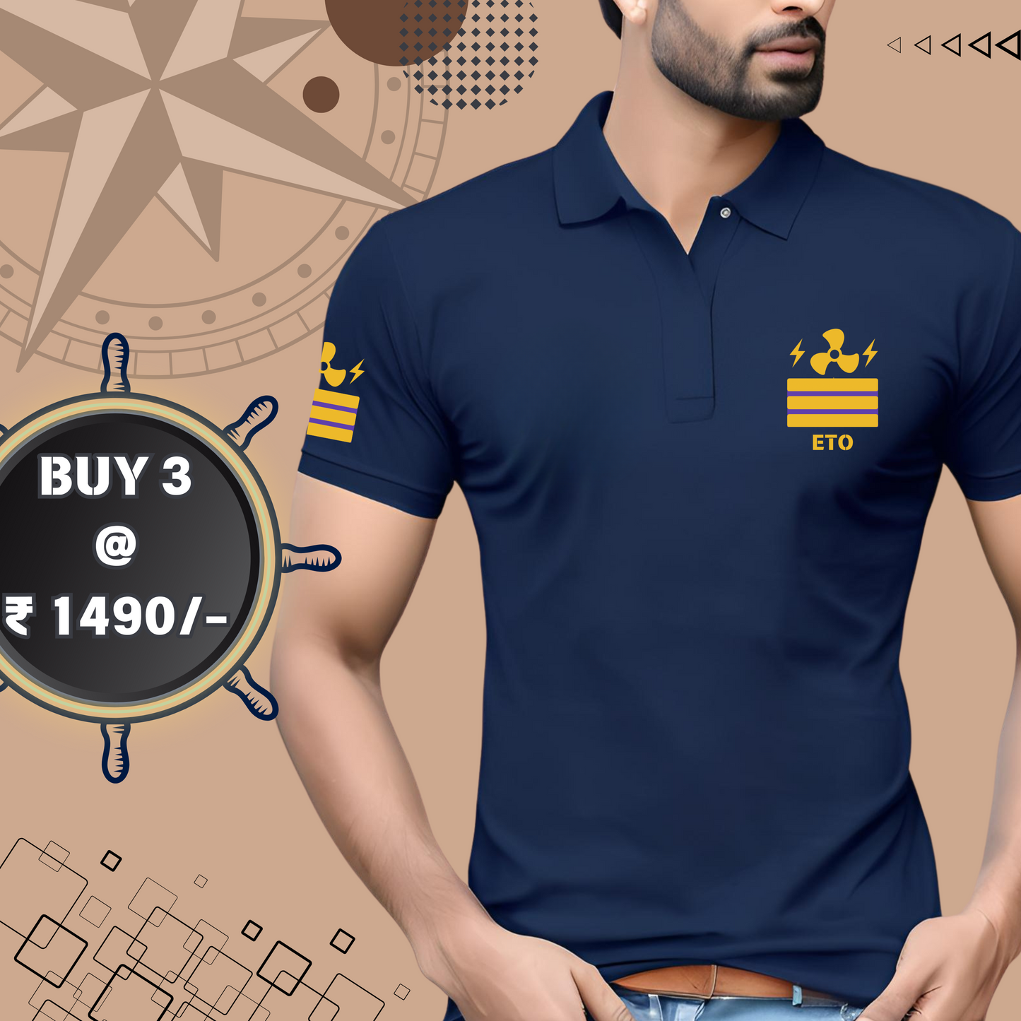 Electro Technical Officer / ETO Merchant Navy Polo neck Rank T-shirt