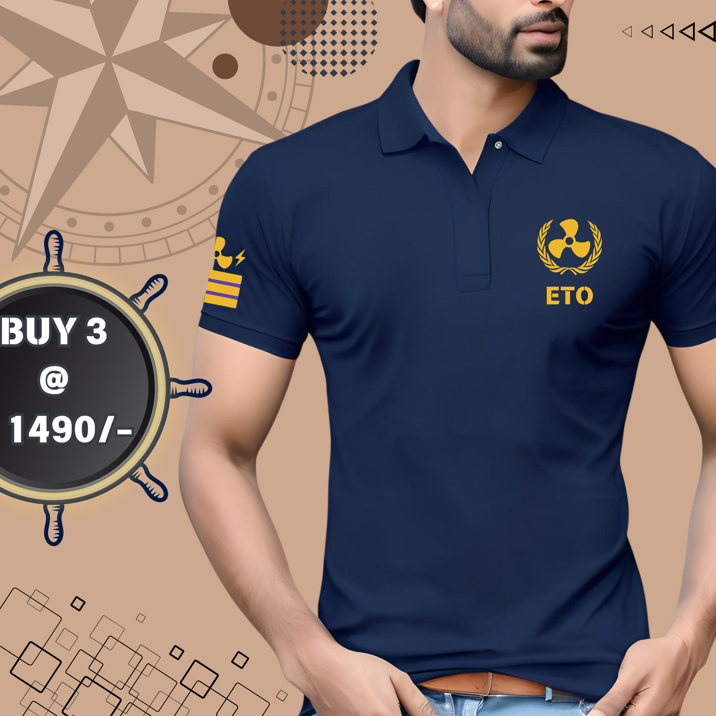 Electro Technical Officer / ETO Merchant Navy Polo neck Propeller T-shirt