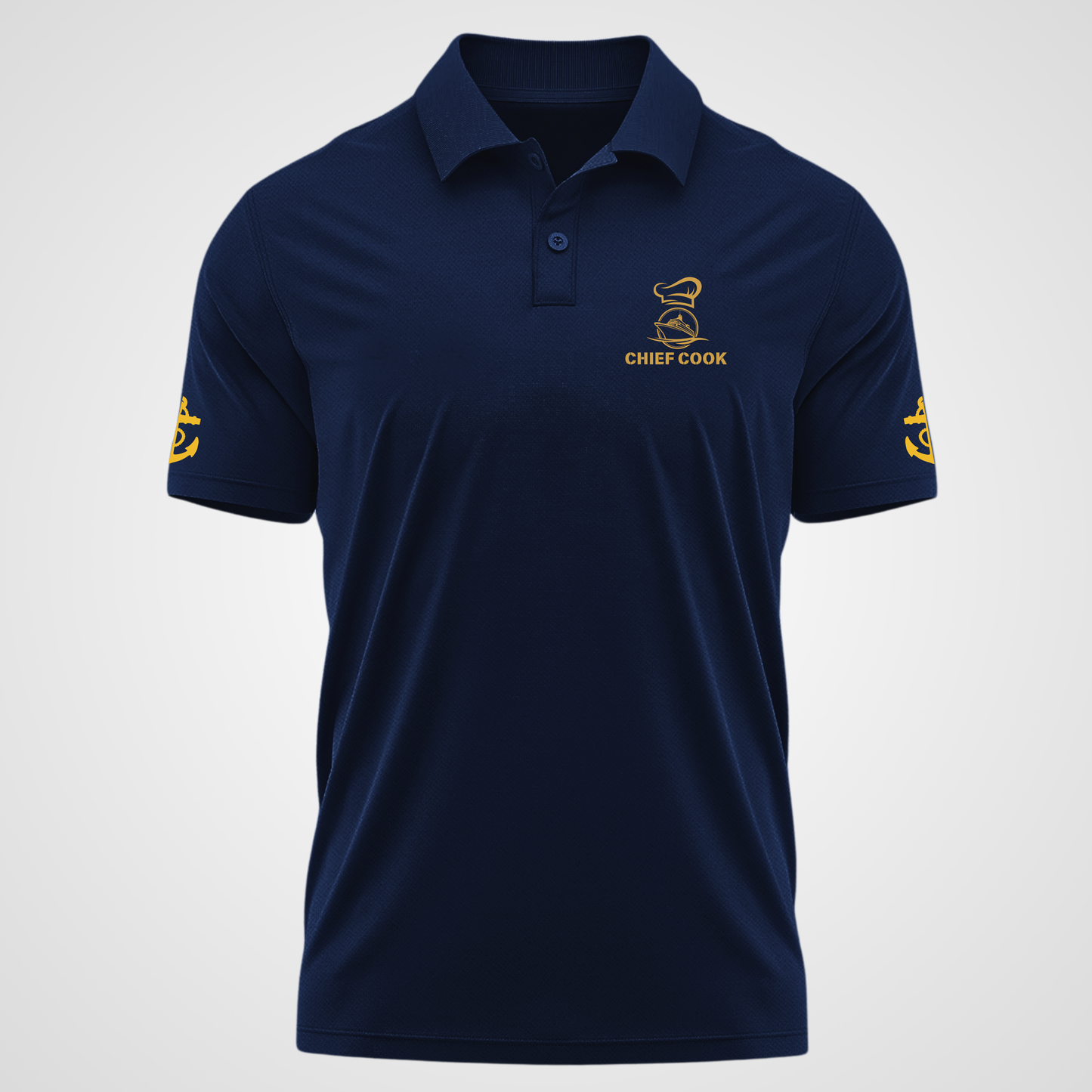 Chief Cook Navy Polo neck Anchor T-shirt