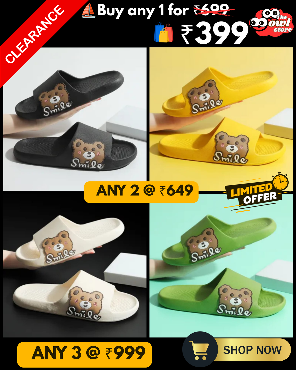 Bear Antislip slippers, women slippers, casual all season