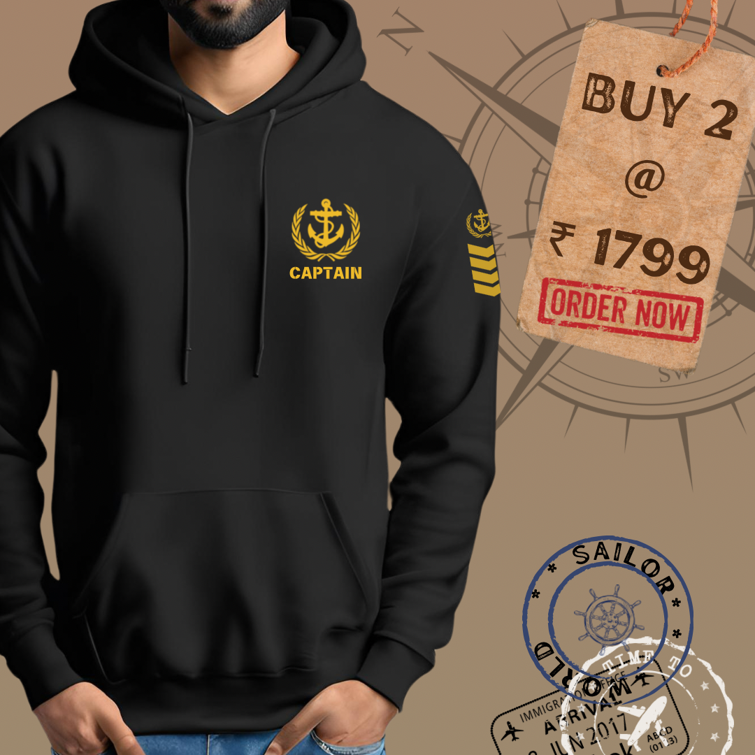 Captain / Master Merchant Navy Premium Hoodie (All season)