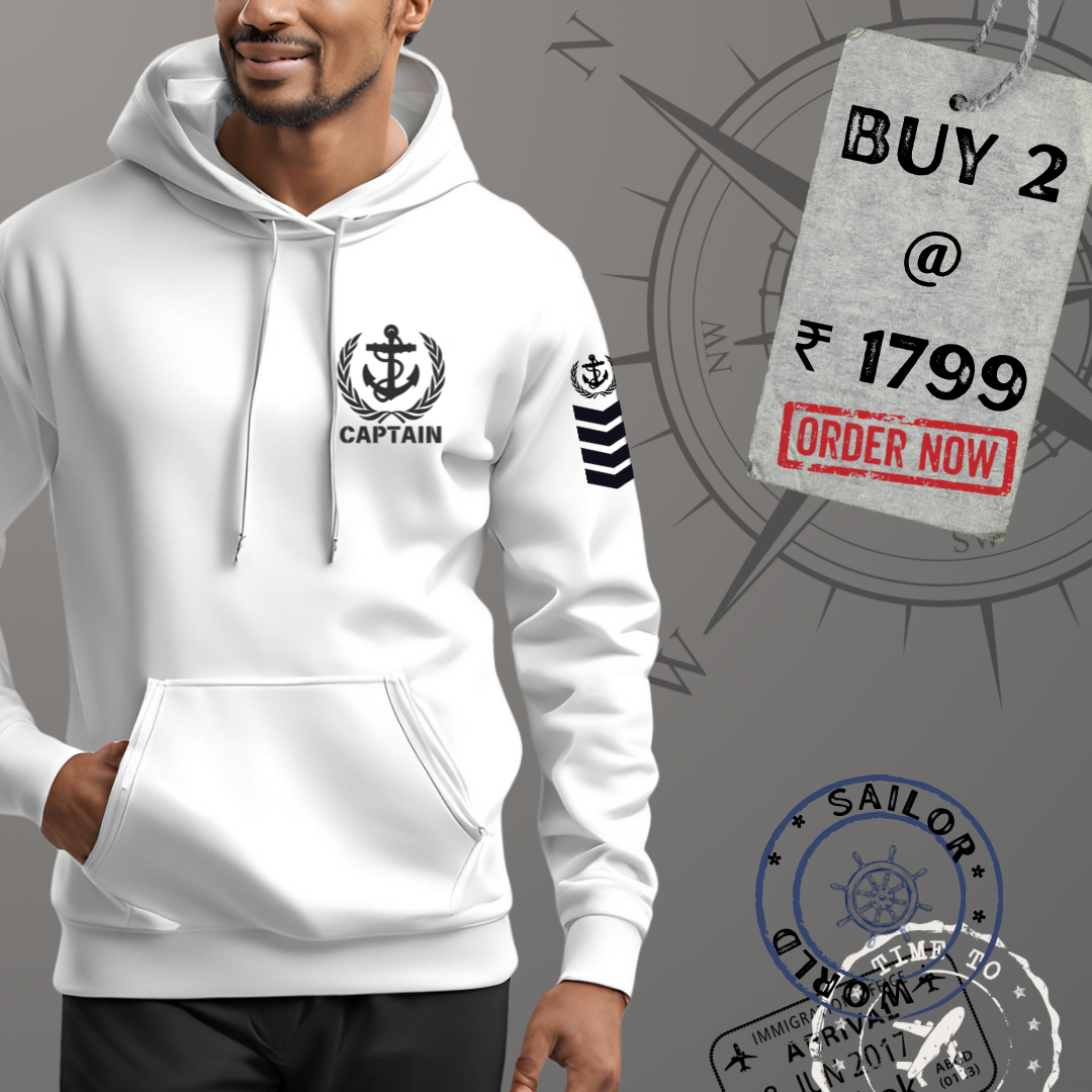 Captain / Master Merchant Navy Premium Hoodie (All season)