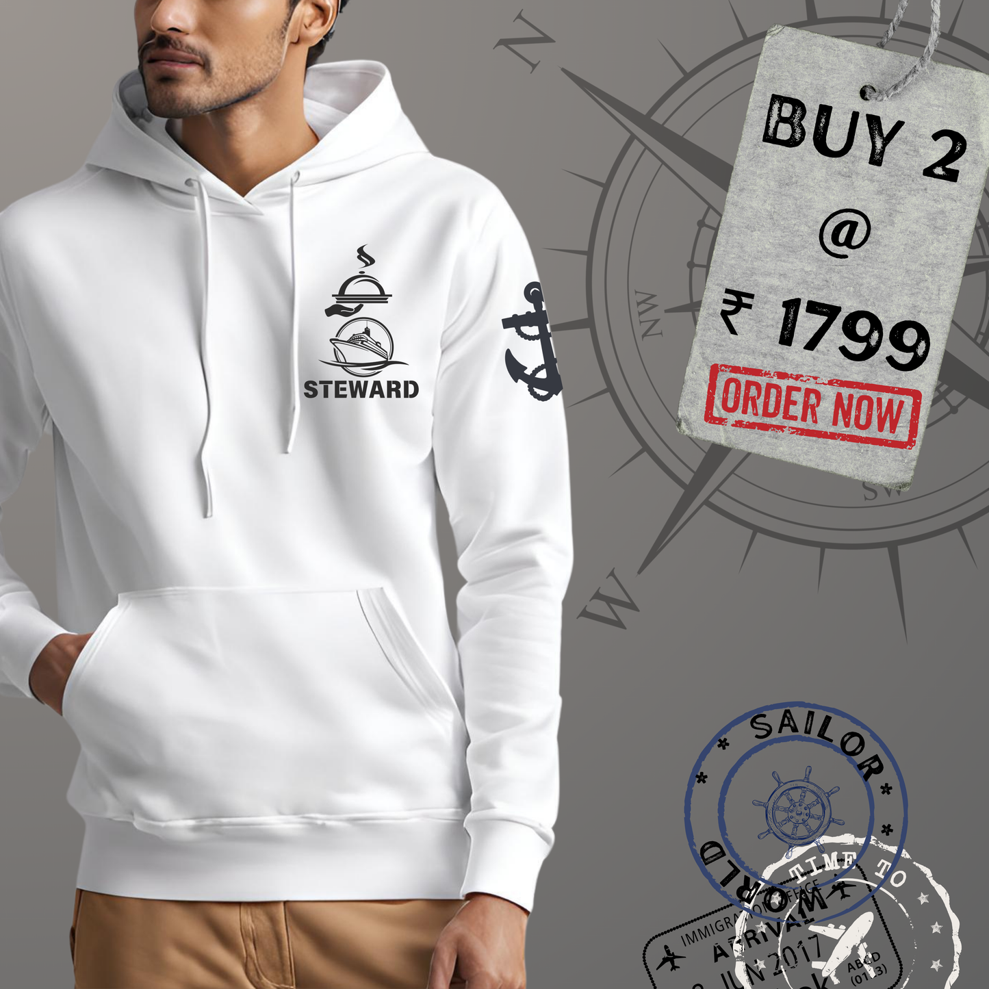 Steward Merchant Navy Premium Hoodie (All season)
