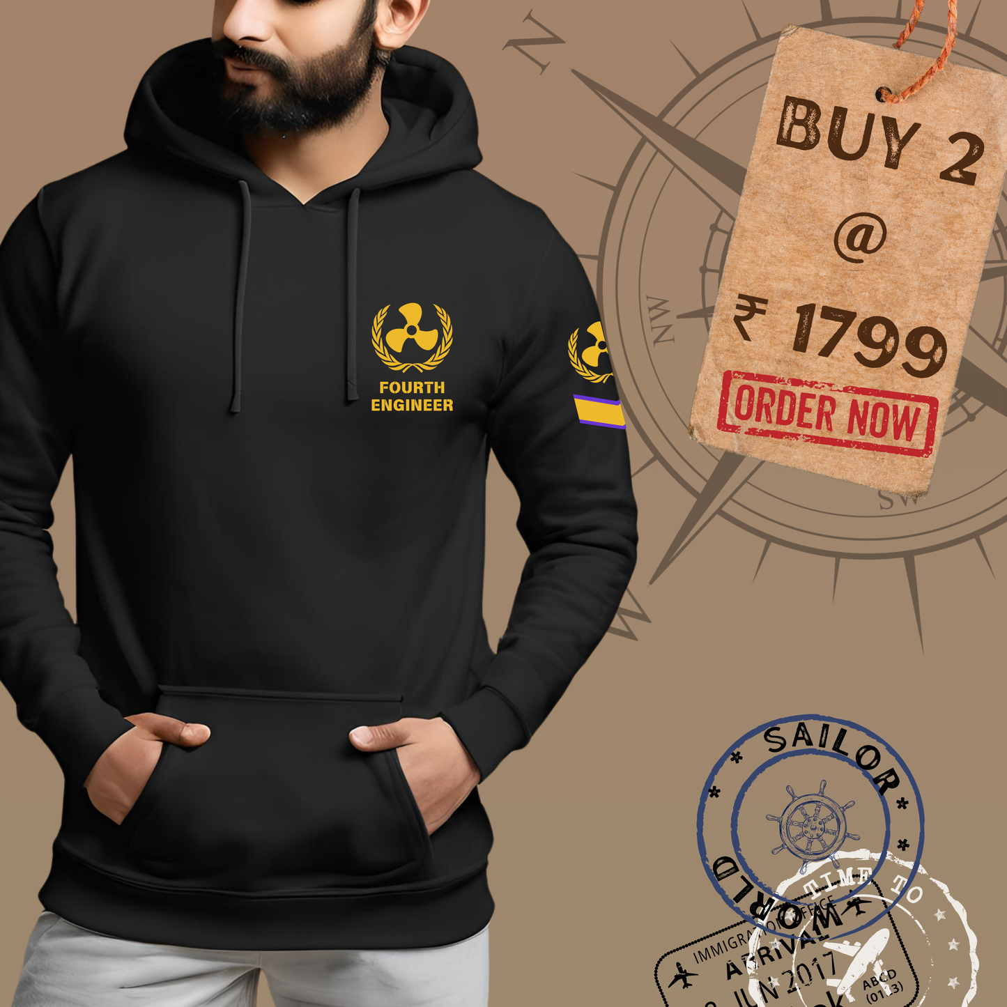 4th Engineer Merchant Navy Premium Hoodie (All season)