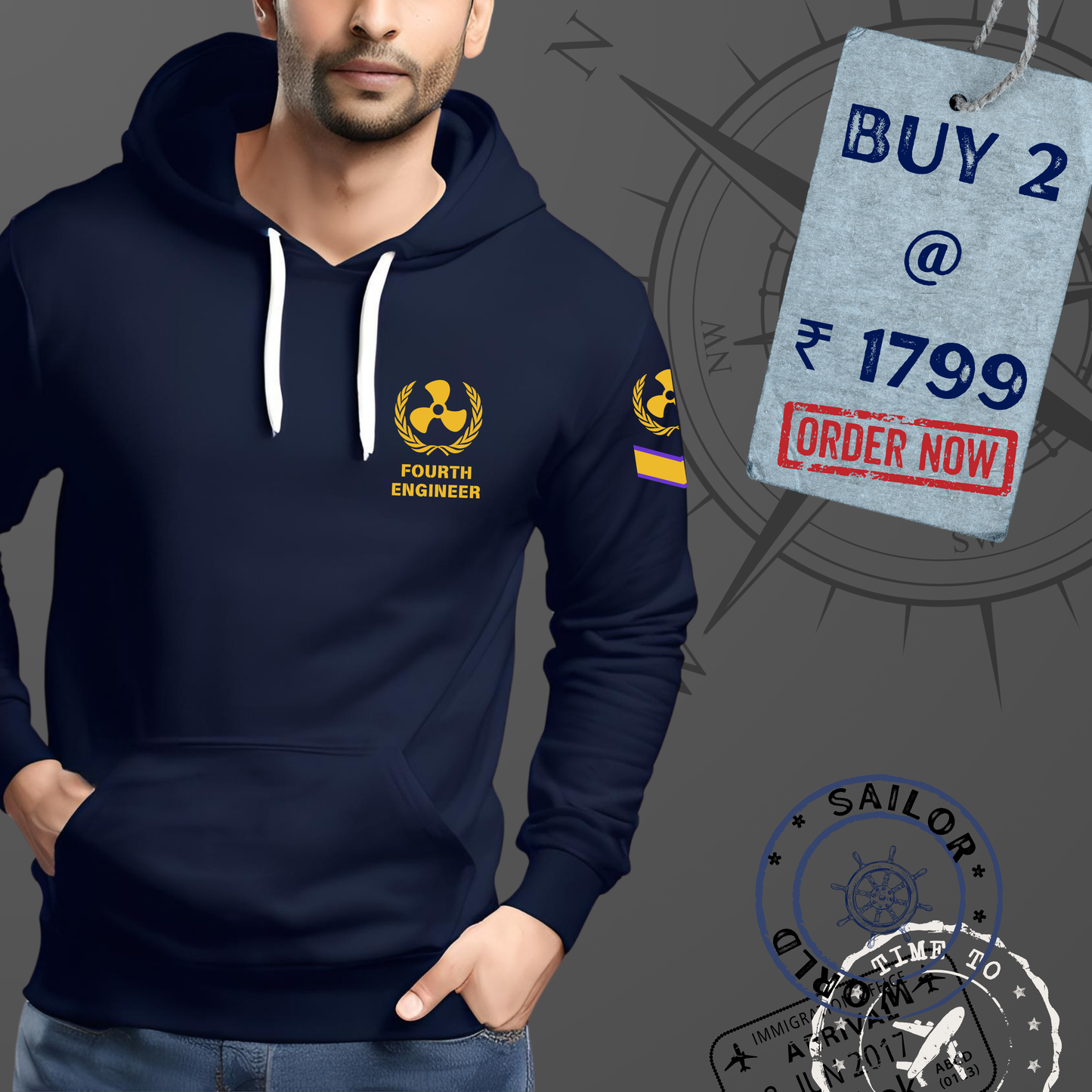 4th Engineer Merchant Navy Premium Hoodie (All season)