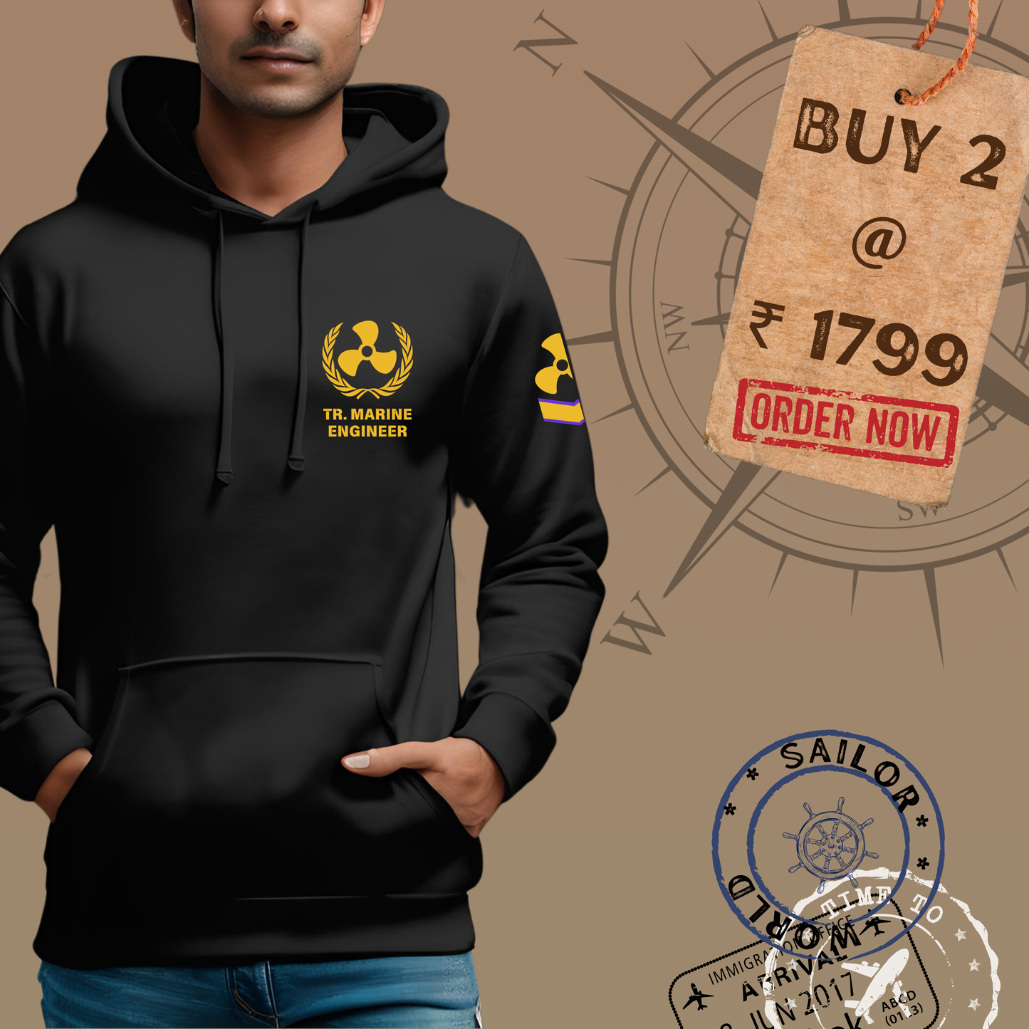 Trainee Marine Engineer Merchant Navy Premium Hoodie (All season)