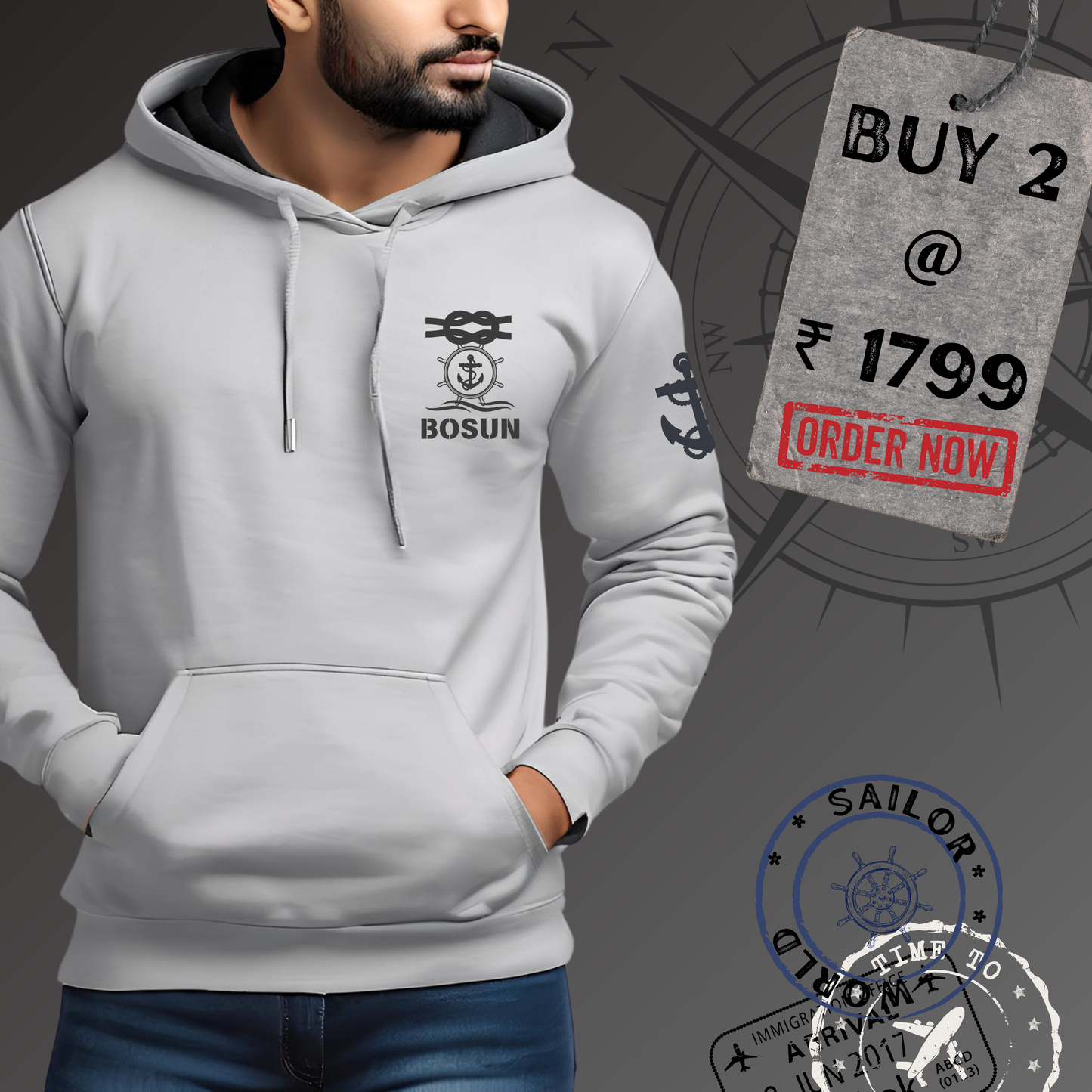 Bosun Merchant Navy Premium Hoodie (All season)