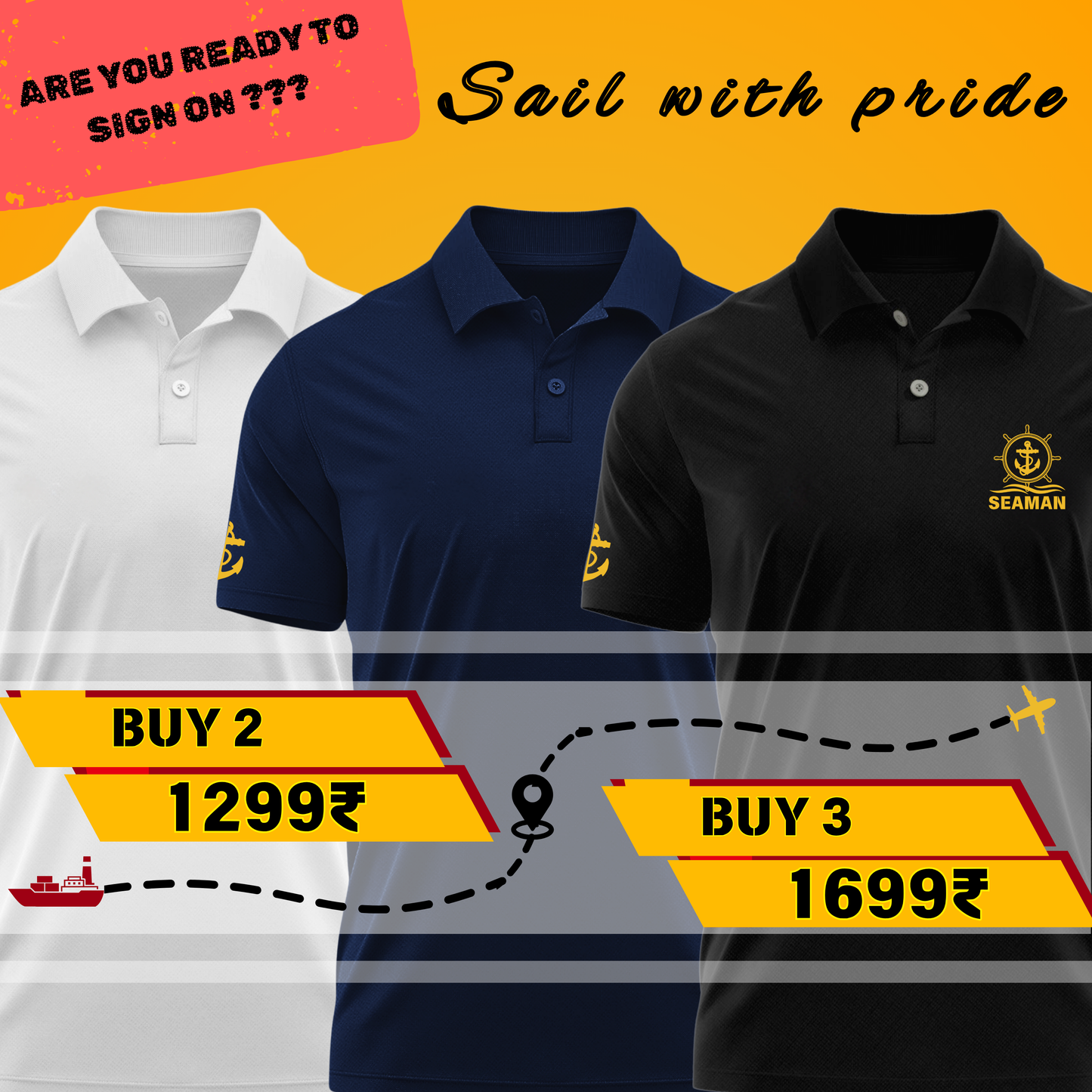 3rd Engineer Merchant Navy Polo neck Rank T-shirt