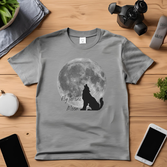 Unisex round neck t-shirt- Flying to the moon
