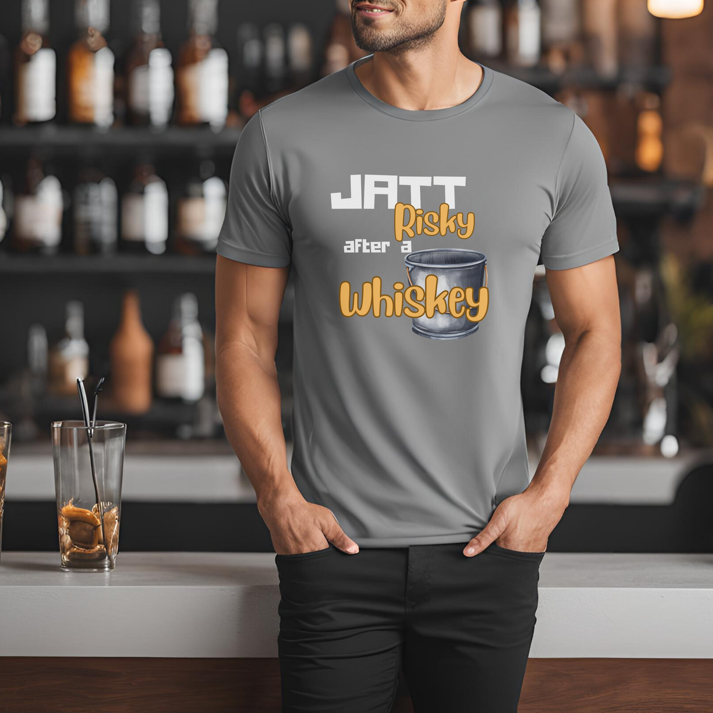 Male round neck t-shirt- Jatt Risky after Whisky