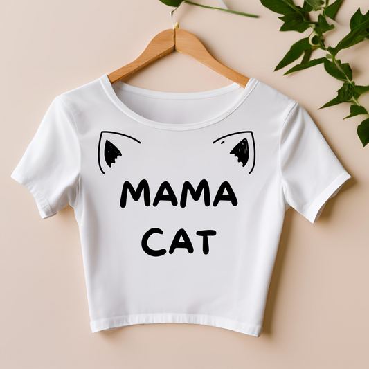 Female crop top t-shirt- Cat Mom