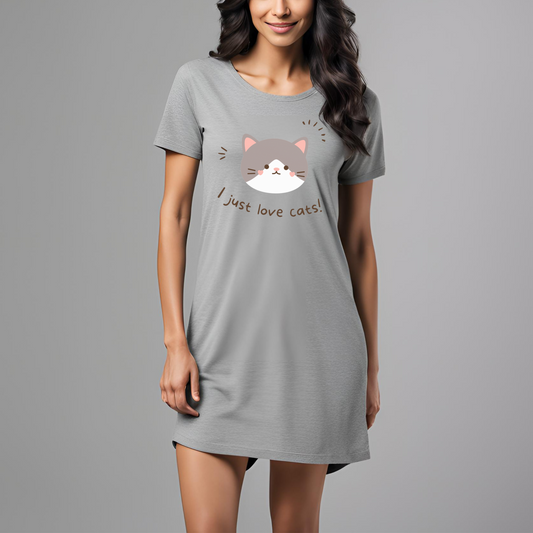 Female t-shirt dress - I love Cat