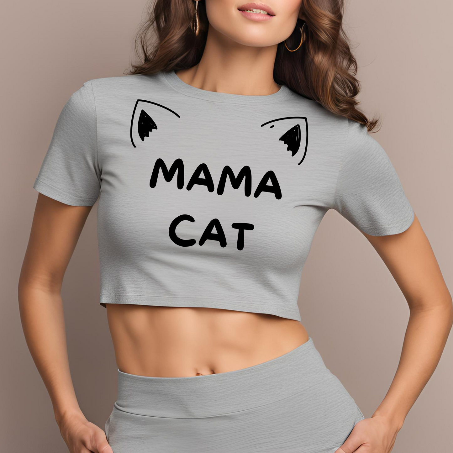 Female crop top t-shirt- Cat Mom