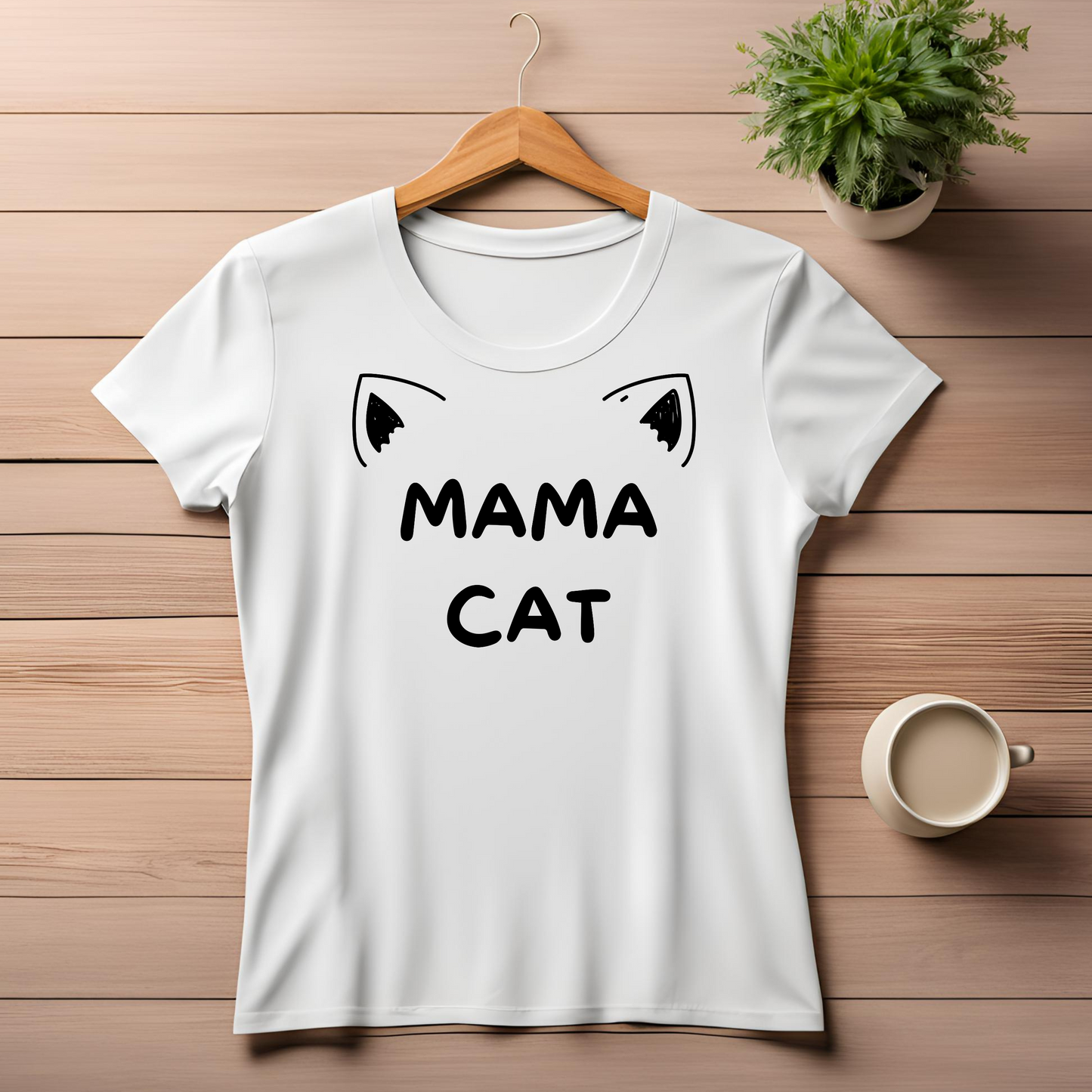 Female round neck t-shirt- Mama Cat