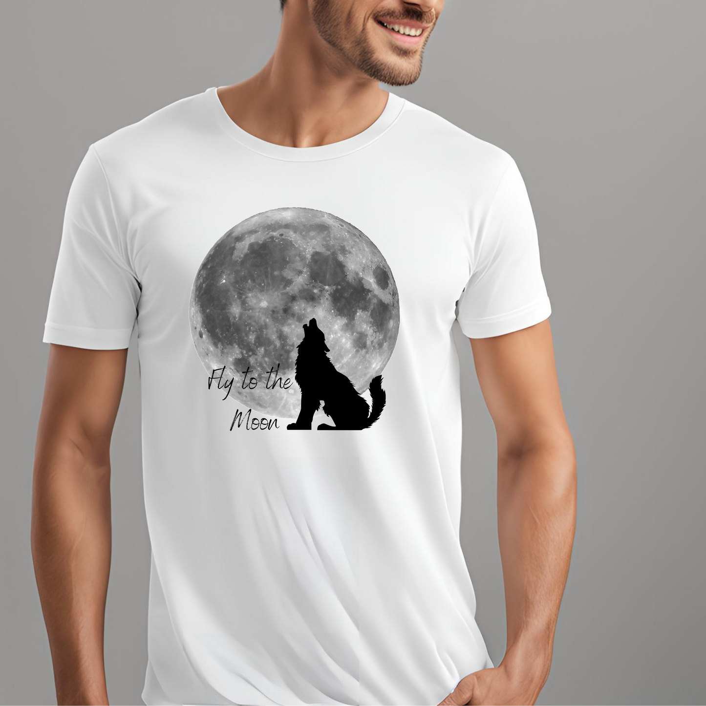 Unisex round neck t-shirt- Flying to the moon