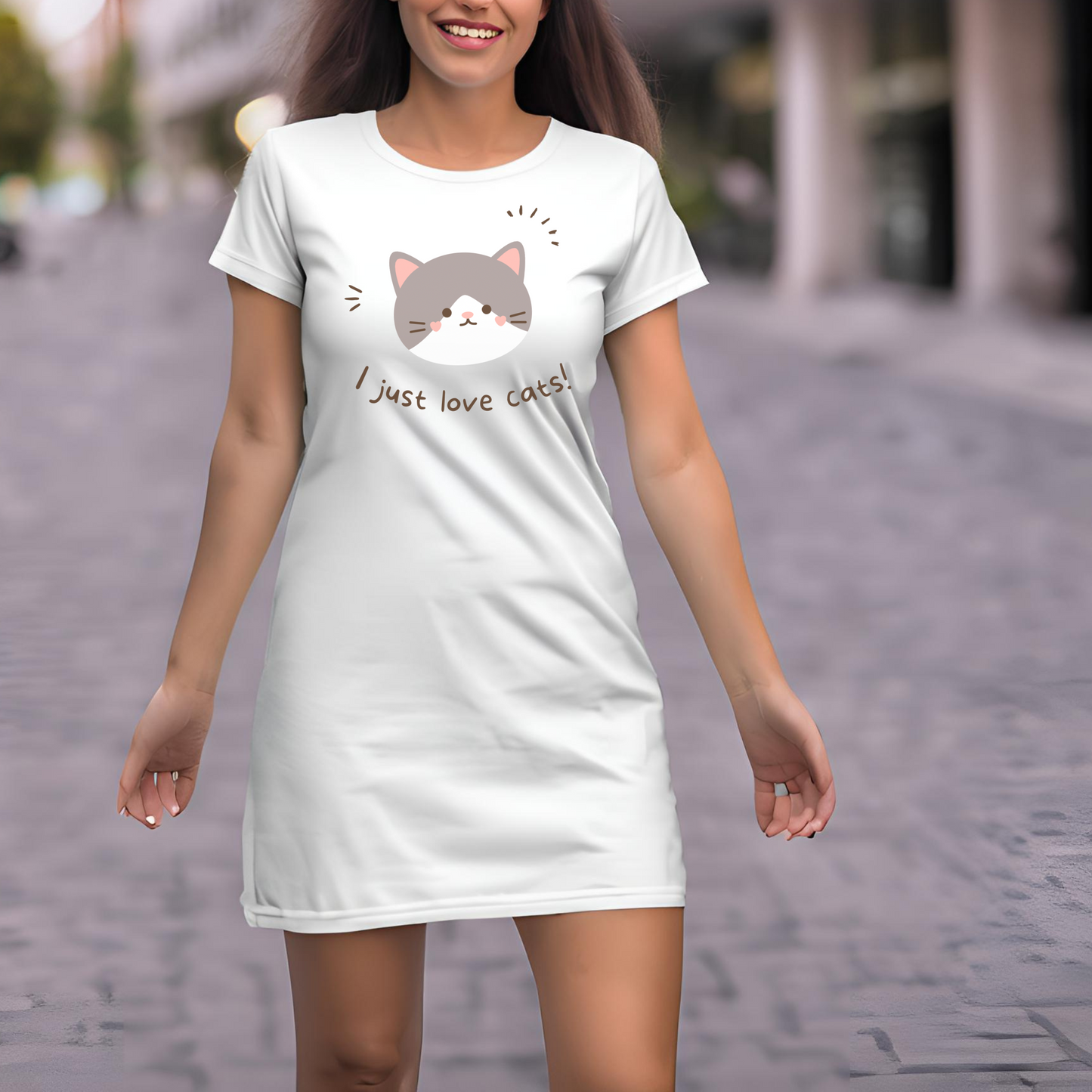 Female t-shirt dress - I love Cat