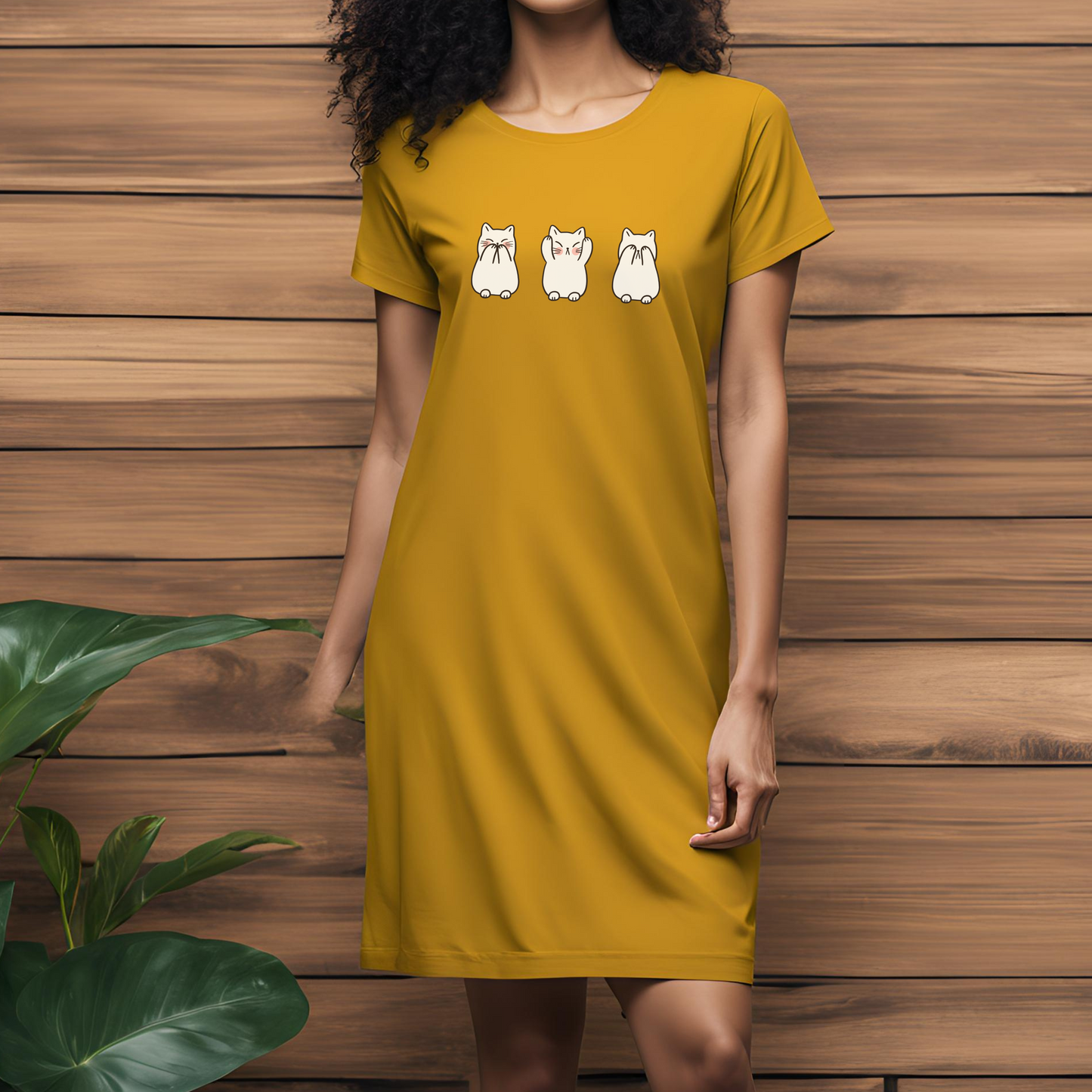 Female t-shirt dress- The three cats