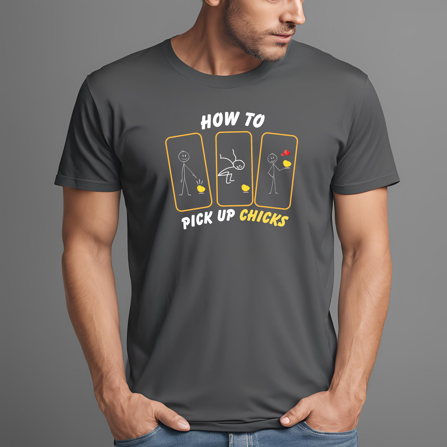 Male round neck t-shirt - How to pick up chicks