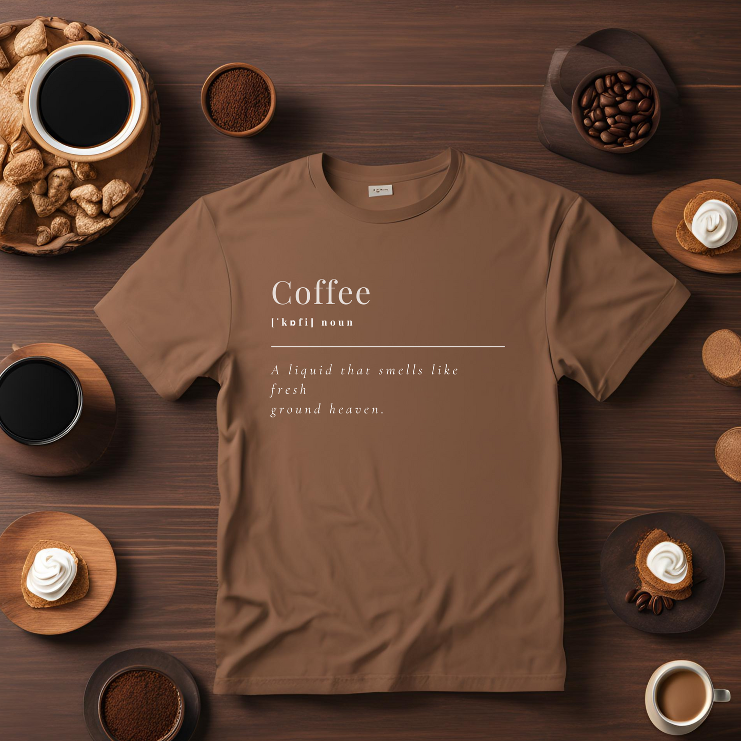 Male round neck t-shirt- Coffee